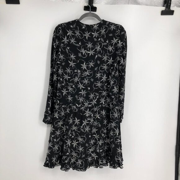 Zadig & Voltaire Dark Floral Remus Print Drop-Waist Silk  Long Sleeve Dress S - Picture 4 of 16